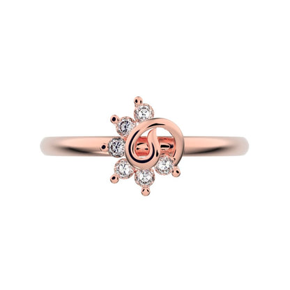 0.09 ct Round Cut Simulated Clear Diamond dainty Minimalist star eye halo floral spiral cluster 14K / 18K Solid Rose Gold everyday ring