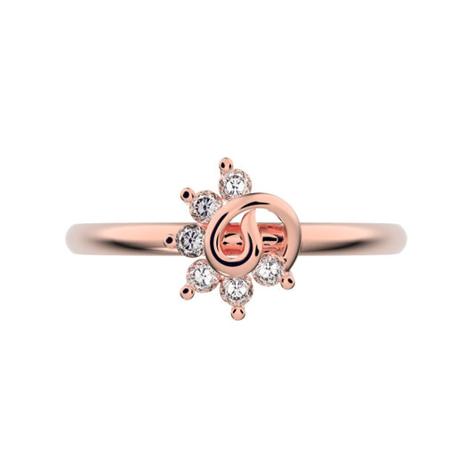 0.09 ct Round Cut Moissanite dainty Minimalist star eye halo floral spiral cluster 14K / 18K Solid Rose Gold everyday ring