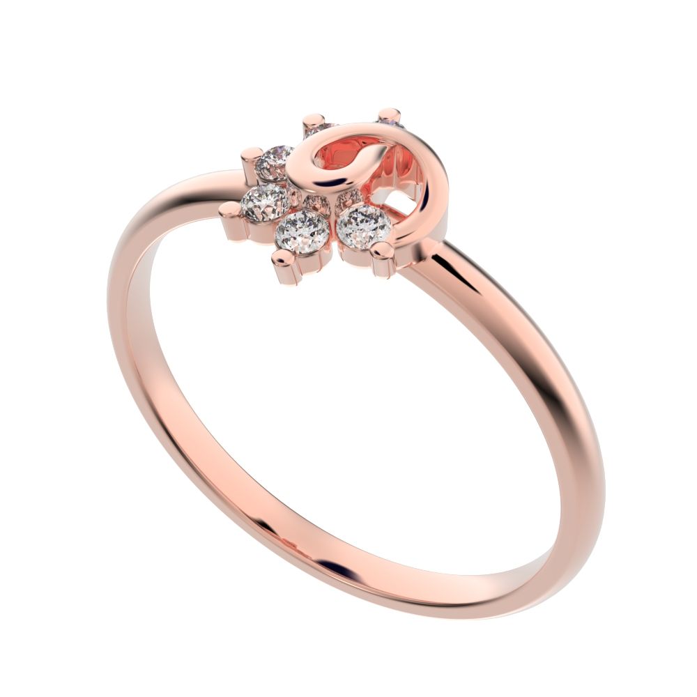 0.09 ct Round Cut Moissanite dainty Minimalist star eye halo floral spiral cluster 14K / 18K Solid Rose Gold everyday ring