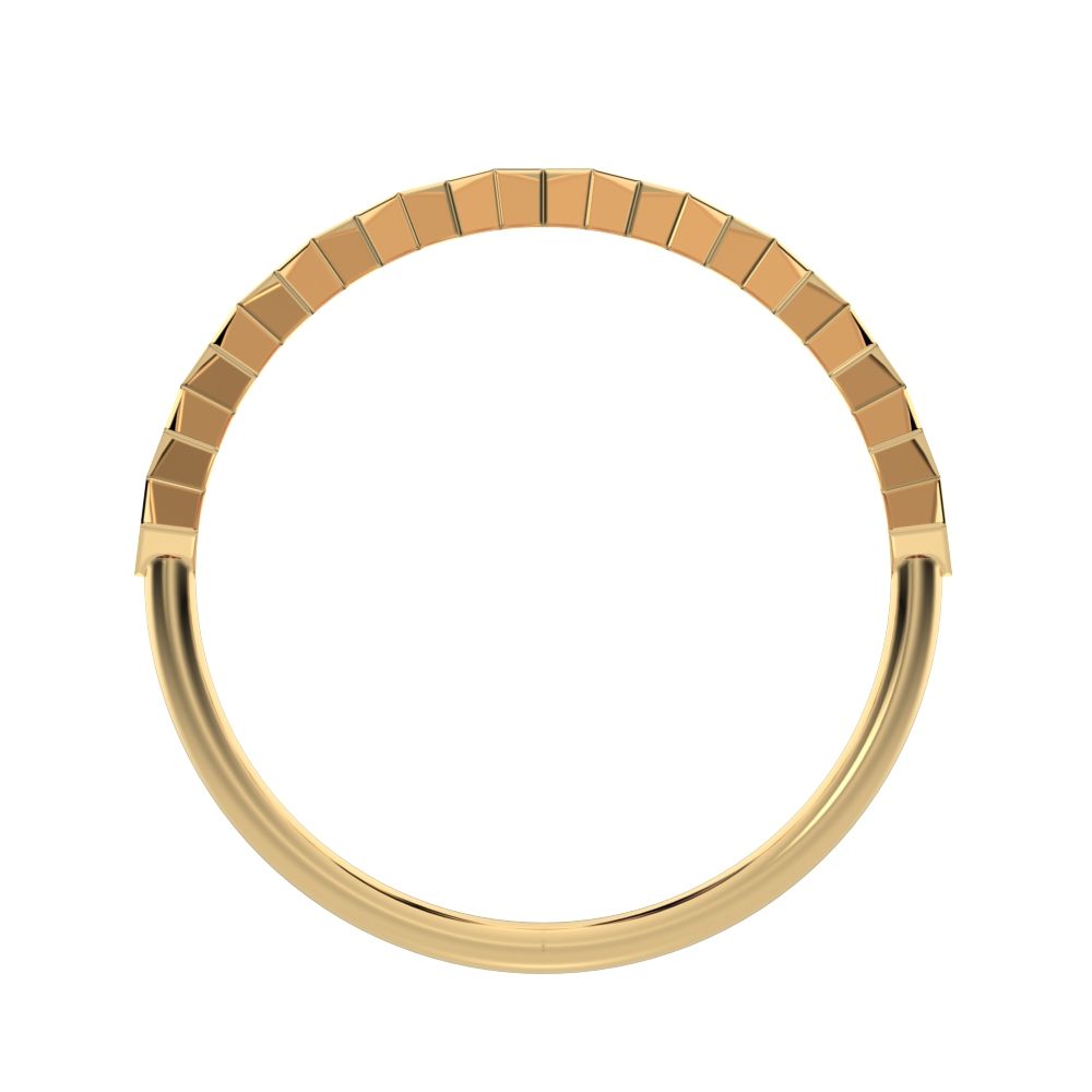 0.13Ct Round Cut Simulated Clear Diamond Minimalist Stackable Half Eternity bezel square 14K / 18K Solid Yellow Gold everyday wedding band