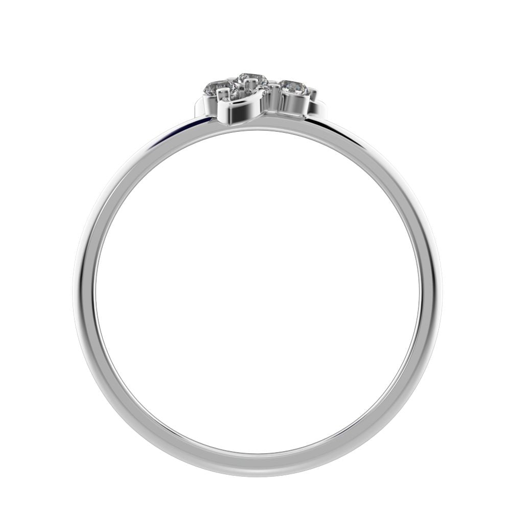 0.08 ct Round Cut Moissanite dainty Minimalist star eye halo floral spiral cluster 14K / 18K Solid White Gold everyday ring