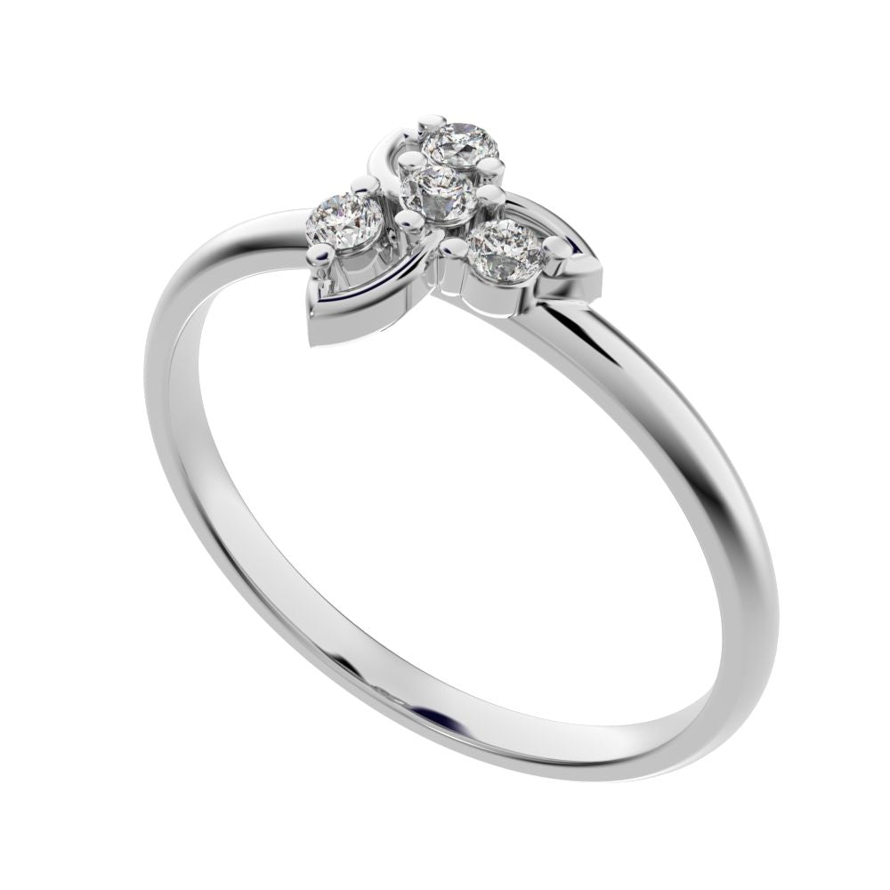 0.08 ct Round Cut Simulated Clear Diamond dainty Minimalist star eye halo floral spiral cluster 14K / 18K Solid White Gold everyday ring