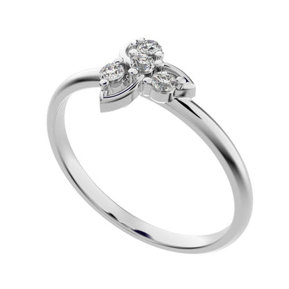 0.08 ct Round Cut Simulated Clear Diamond dainty Minimalist star eye halo floral spiral cluster 14K / 18K Solid White Gold everyday ring