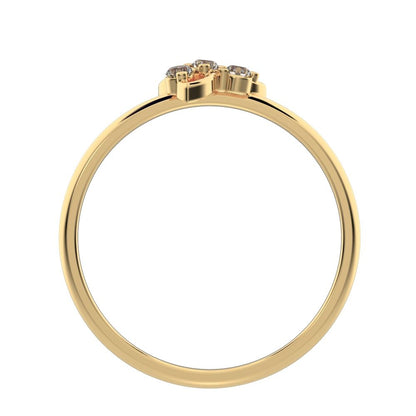 0.08 ct Round Cut Moissanite dainty Minimalist star eye halo floral spiral cluster 14K / 18K Solid Yellow Gold everyday ring