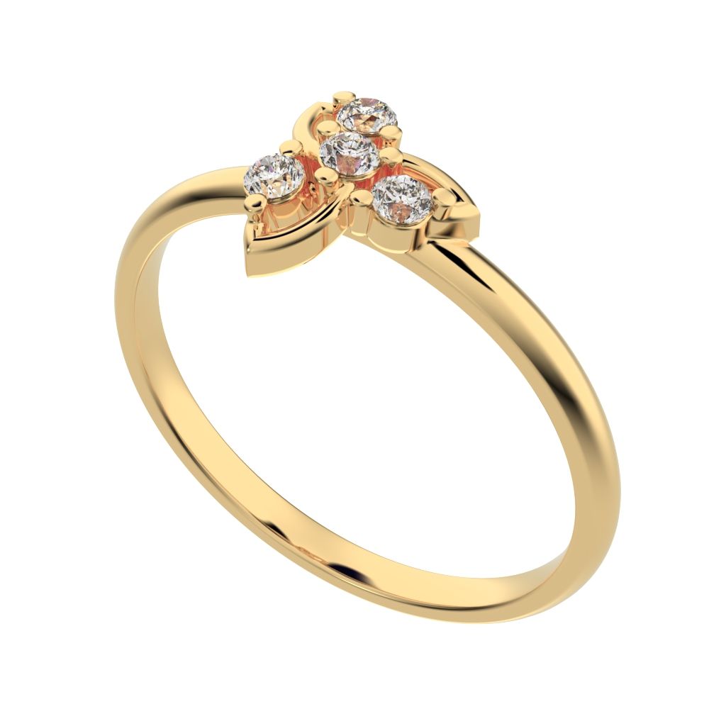 0.08 ct Round Cut Simulated Clear Diamond dainty Minimalist star eye halo floral spiral cluster 14K / 18K Solid Yellow Gold everyday ring