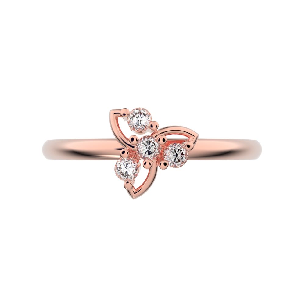 0.08 ct Round Cut Moissanite dainty Minimalist star eye halo floral spiral cluster 14K / 18K Solid Rose Gold everyday ring