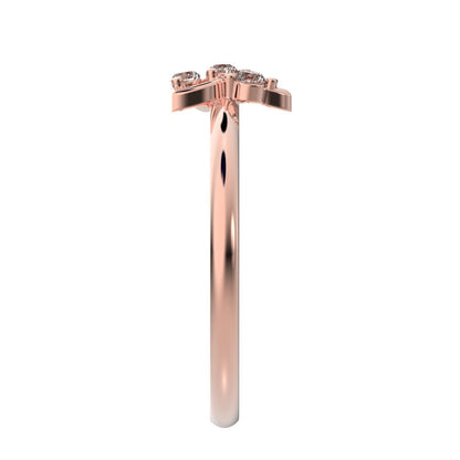 0.08 ct Round Cut Moissanite dainty Minimalist star eye halo floral spiral cluster 14K / 18K Solid Rose Gold everyday ring
