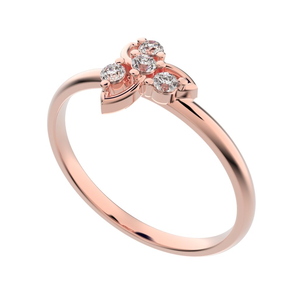 0.08 ct Round Cut Moissanite dainty Minimalist star eye halo floral spiral cluster 14K / 18K Solid Rose Gold everyday ring
