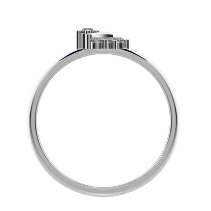 0.09 ct Round Cut Simulated Clear Diamond dainty Minimalist star V halo floral cluster 14K / 18K Solid White Gold everyday ring