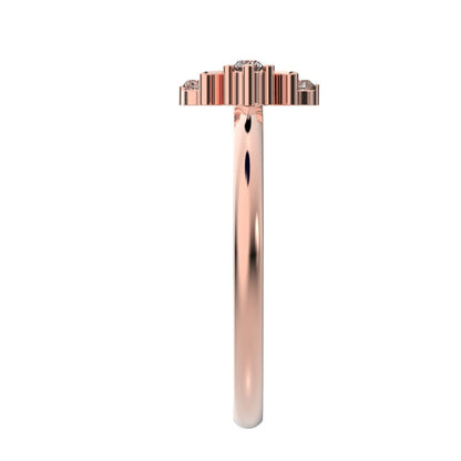 0.09 ct Round Cut Simulated Clear Diamond dainty Minimalist star V halo floral cluster 14K / 18K Solid Rose Gold everyday ring