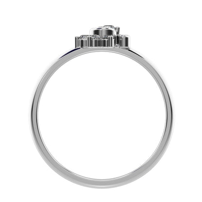 0.075 ct Round Cut Moissanite dainty Minimalist half moon eye halo floral cluster 14K / 18K Solid White Gold everyday ring