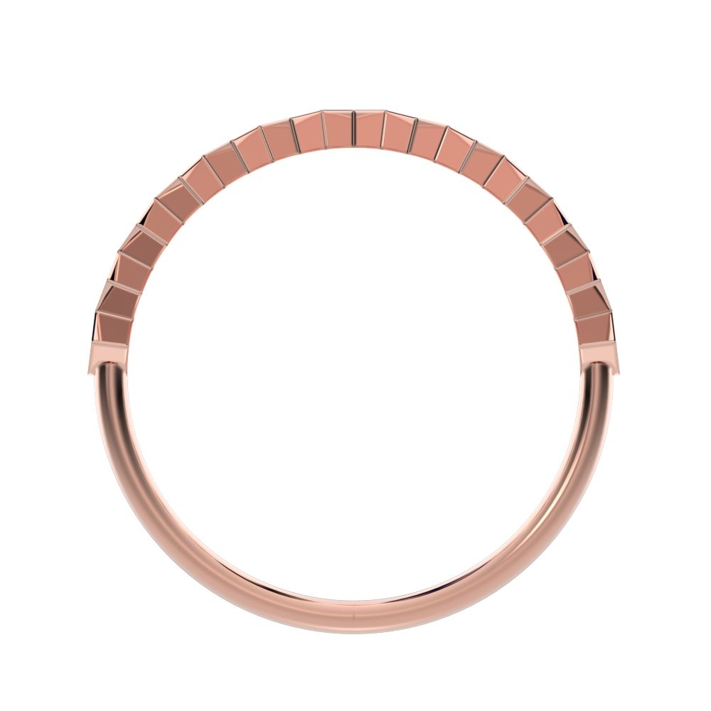 0.13Ct Round Cut Simulated Clear Diamond Minimalist Stackable Half Eternity bezel square 14K / 18K Solid Rose Gold everyday wedding band