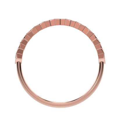 0.13Ct Round Cut Simulated Clear Diamond Minimalist Stackable Half Eternity bezel square 14K / 18K Solid Rose Gold everyday wedding band