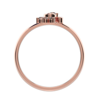 0.075 ct Round Cut Simulated Clear Diamond dainty Minimalist half moon eye halo floral cluster 14K / 18K Solid Rose Gold everyday ring