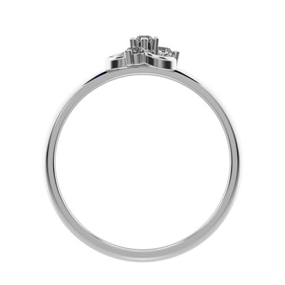 0.08 ct Round Cut Simulated Clear Diamond dainty Minimalist halo floral clover leaf 14K / 18K Solid White Gold everyday ring