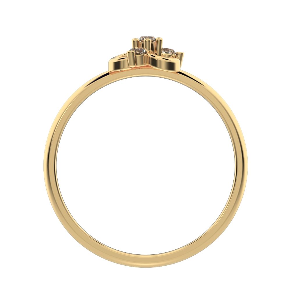 0.08 ct Round Cut Moissanite dainty Minimalist cluster halo floral cluster clover leaf 14K / 18K Solid Yellow Gold everyday ring
