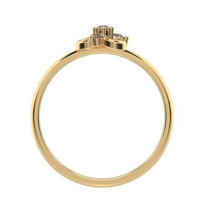 0.08 ct Round Cut Moissanite dainty Minimalist cluster halo floral cluster clover leaf 14K / 18K Solid Yellow Gold everyday ring
