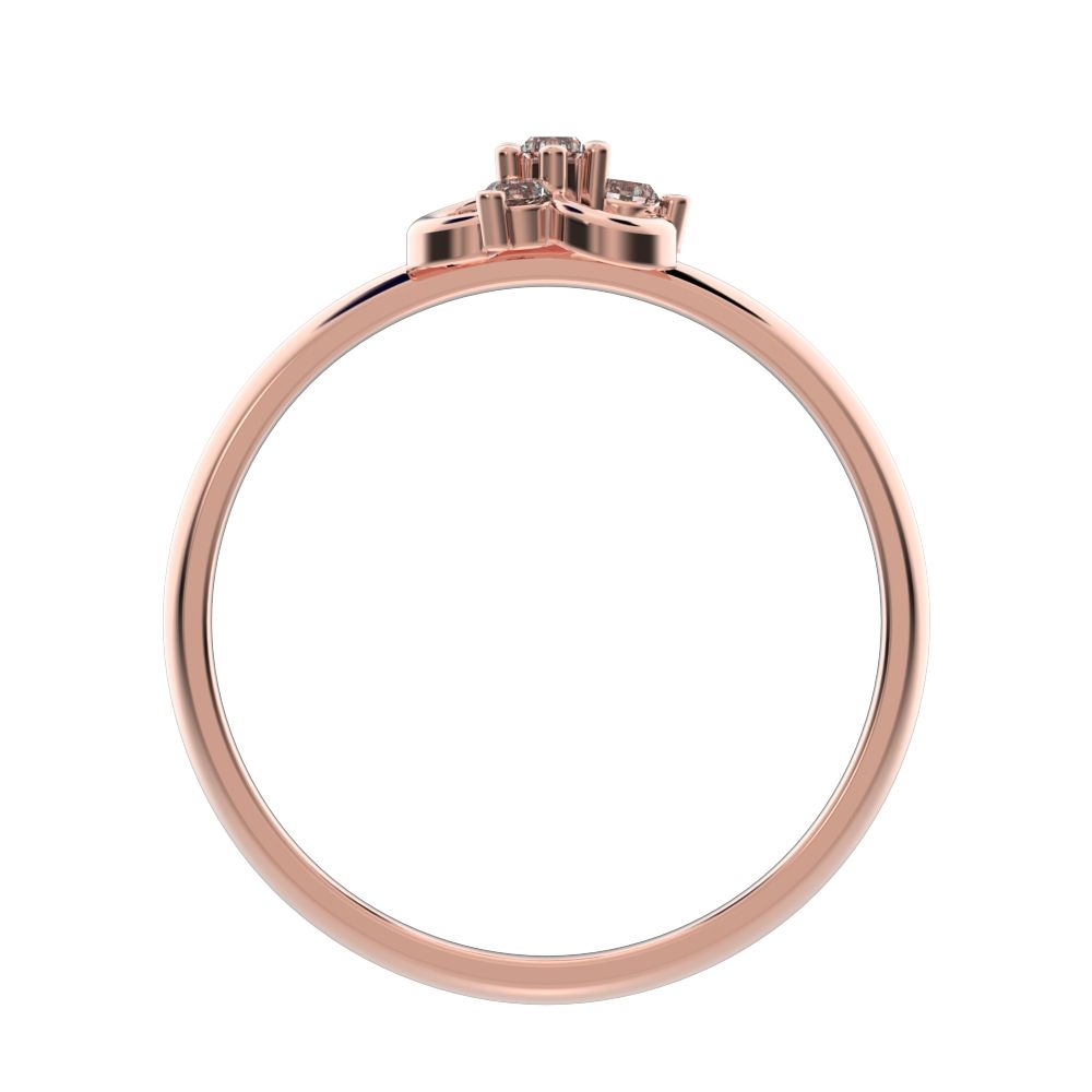 0.08 ct Round Cut Moissanite dainty Minimalist cluster halo floral cluster clover leaf 14K / 18K Solid Rose Gold everyday ring