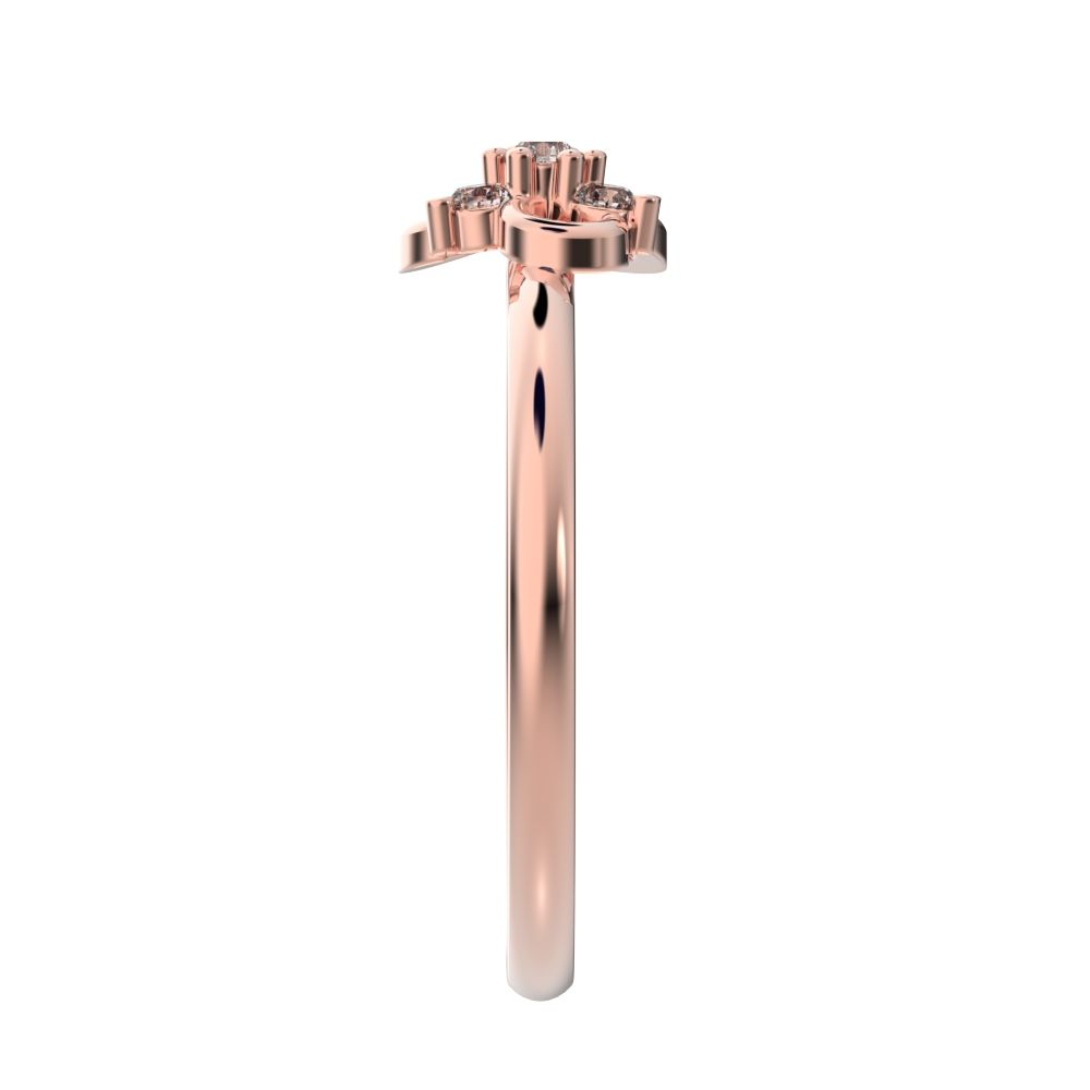 0.08 ct Round Cut Simulated Clear Diamond dainty Minimalist cluster halo floral cluster clover leaf 14K / 18K Solid Rose Gold everyday ring