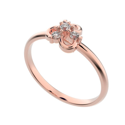 0.08 ct Round Cut Moissanite dainty Minimalist cluster halo floral cluster clover leaf 14K / 18K Solid Rose Gold everyday ring