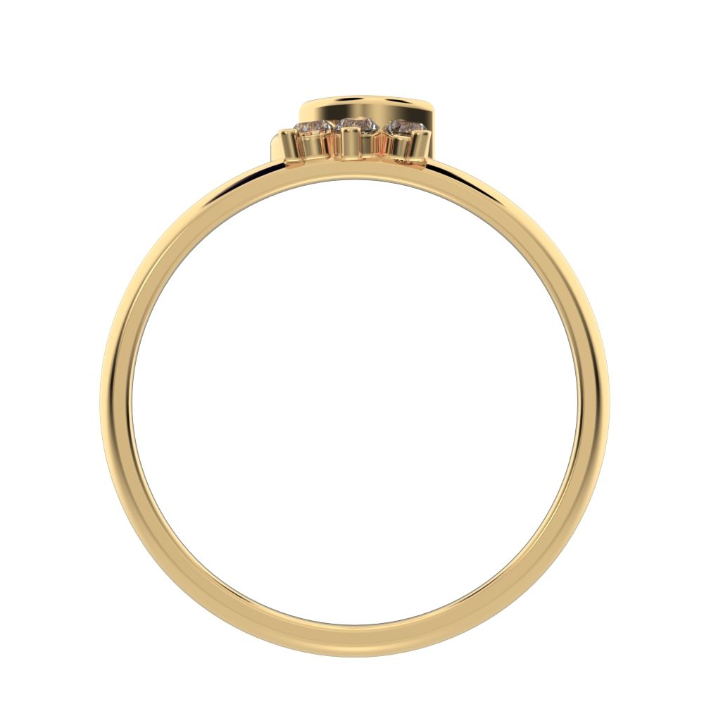 0.045 ct Round Cut Simulated Clear Diamond dainty Minimalist 3 stone eye cluster floral Abstract 14K / 18K Solid Yellow Gold everyday ring