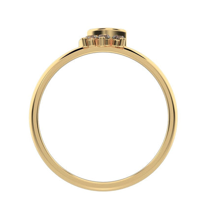 0.045 ct Round Cut Moissanite dainty Minimalist 3 stone eye cluster floral Abstract 14K / 18K Solid Yellow Gold everyday ring