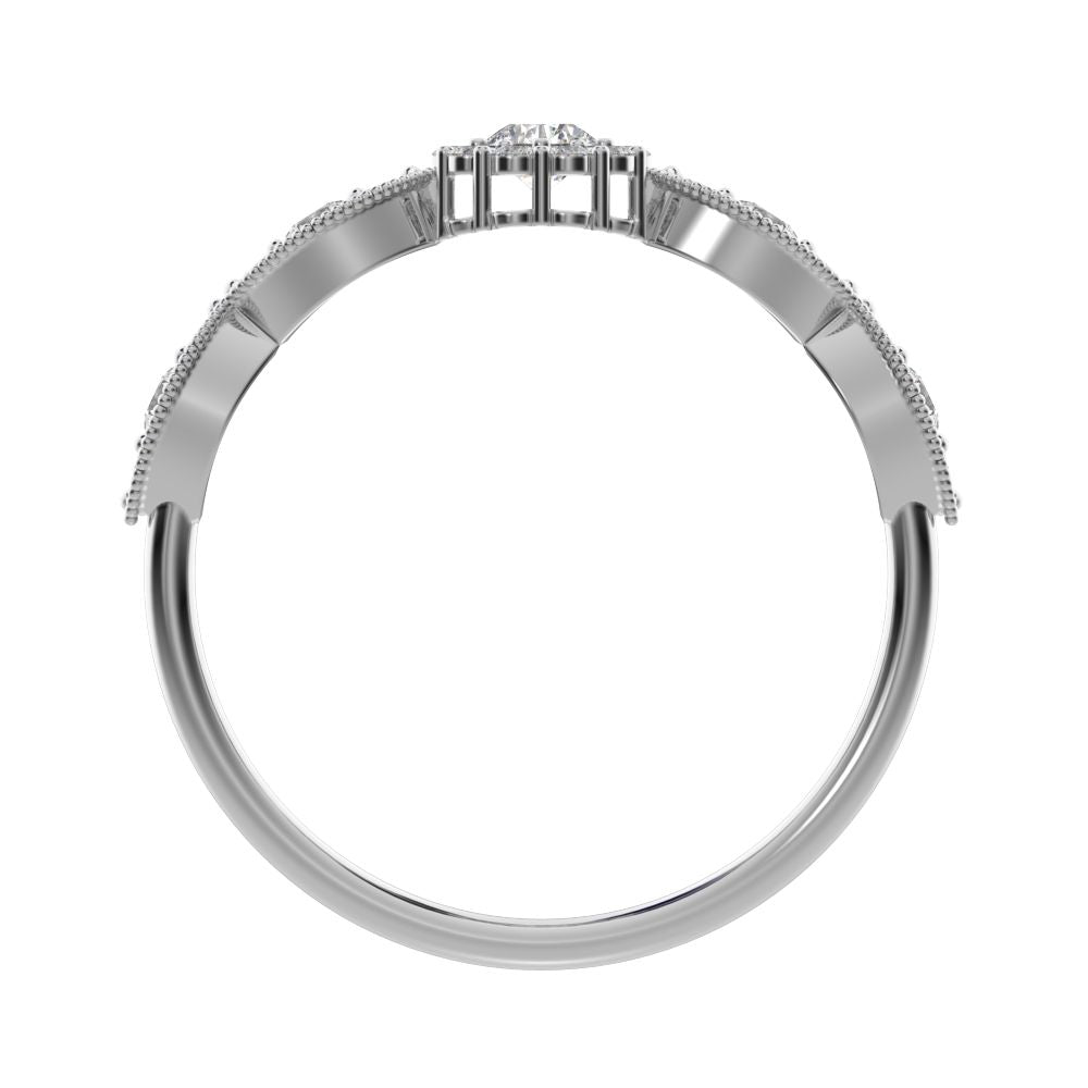 0.45 ct Round Cut Moissanite dainty Minimalist halo eye thing light 14K / 18K Solid White Gold everyday ring