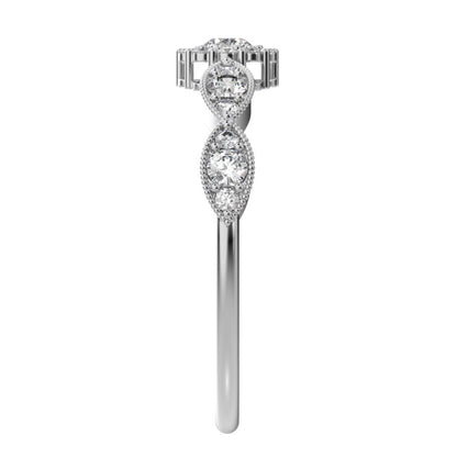 0.45 ct Round Cut Moissanite dainty Minimalist halo eye thing light 14K / 18K Solid White Gold everyday ring