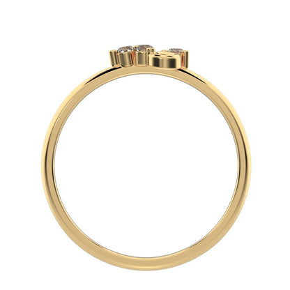 0.06 ct Round Cut Simulated Clear Diamond dainty Minimalist 3 stone eye cluster floral Abstract 14K / 18K Solid Yellow Gold everyday ring