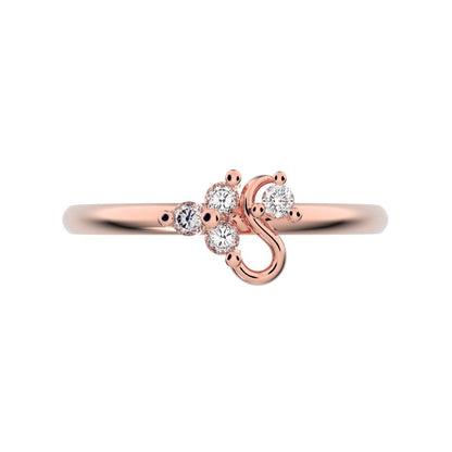 0.06 ct Round Cut Simulated Clear Diamond dainty Minimalist 3 stone eye cluster floral Abstract 14K / 18K Solid Rose Gold everyday ring