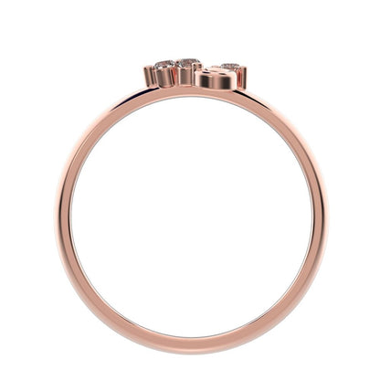 0.06 ct Round Cut Simulated Clear Diamond dainty Minimalist 3 stone eye cluster floral Abstract 14K / 18K Solid Rose Gold everyday ring