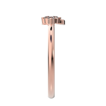 0.06 ct Round Cut Simulated Clear Diamond dainty Minimalist 3 stone eye cluster floral Abstract 14K / 18K Solid Rose Gold everyday ring