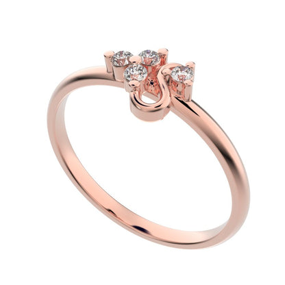 0.06 ct Round Cut Simulated Clear Diamond dainty Minimalist 3 stone eye cluster floral Abstract 14K / 18K Solid Rose Gold everyday ring