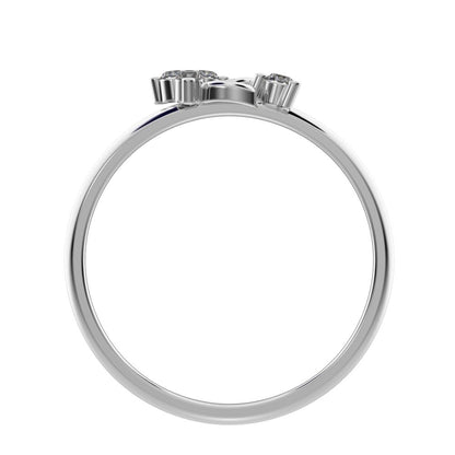 0.06 ct Round Cut Moissanite dainty Minimalist 3 stone eye cluster floral Abstract 14K / 18K Solid White Gold everyday ring
