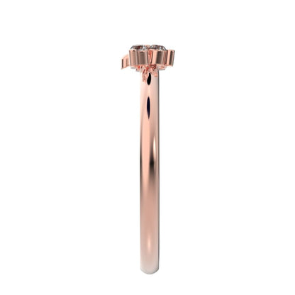 0.06 ct Round Cut Simulated Clear Diamond dainty Minimalist 3 stone eye cluster floral Abstract 14K / 18K Solid Rose Gold everyday ring