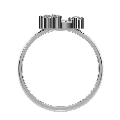 0.12 ct Round Cut Simulated Clear Diamond dainty Minimalist 3 stone eye cluster floral Abstract 14K / 18K Solid White Gold everyday ring