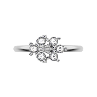 0.12 ct Round Cut Simulated Clear Diamond dainty Minimalist eye cluster floral Abstract light 14K / 18K Solid White Gold everyday ring