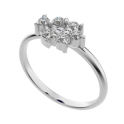 0.12 ct Round Cut Moissanite dainty Minimalist eye cluster floral Abstract light 14K / 18K Solid White Gold everyday ring