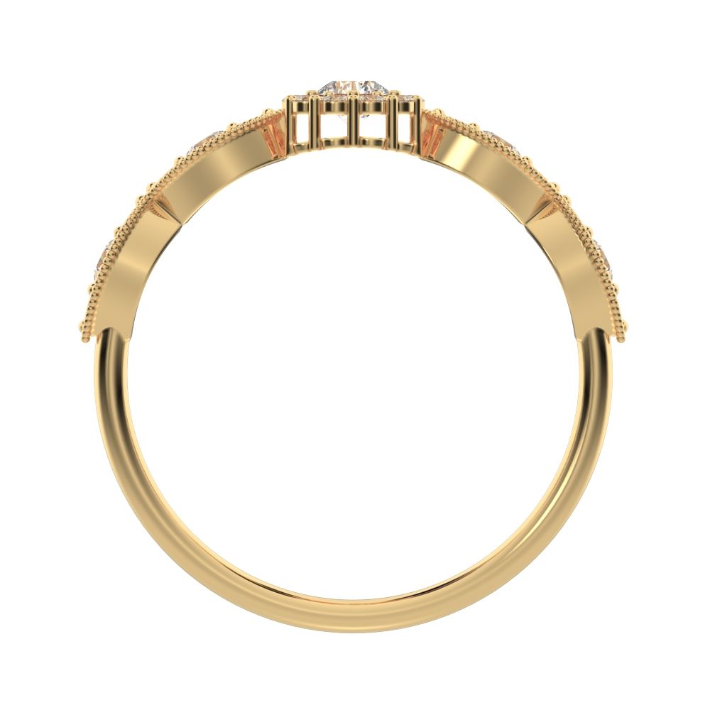 0.45 ct Round Cut Simulated Clear Diamond dainty Minimalist halo eye thing light 14K / 18K Solid Yellow Gold everyday ring