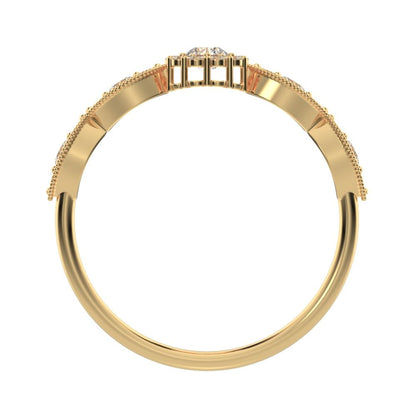 0.45 ct Round Cut Simulated Clear Diamond dainty Minimalist halo eye thing light 14K / 18K Solid Yellow Gold everyday ring