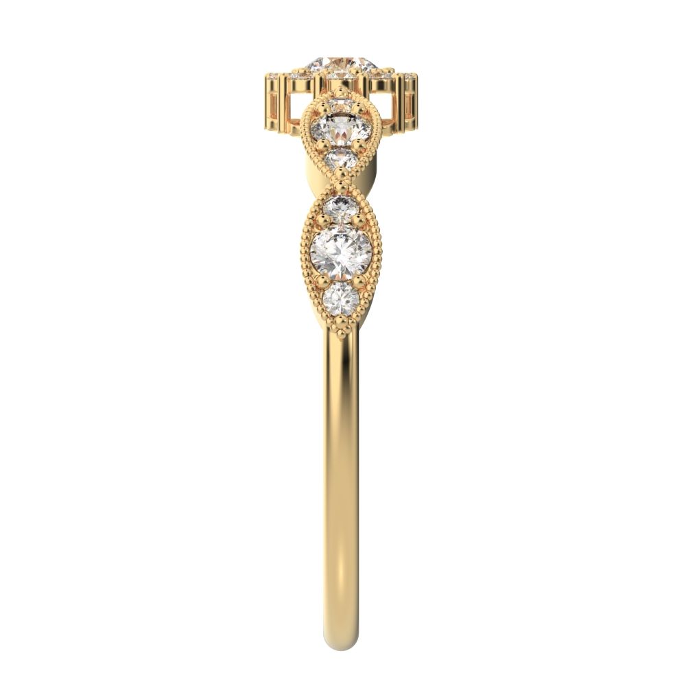 0.45 ct Round Cut Simulated Clear Diamond dainty Minimalist halo eye thing light 14K / 18K Solid Yellow Gold everyday ring