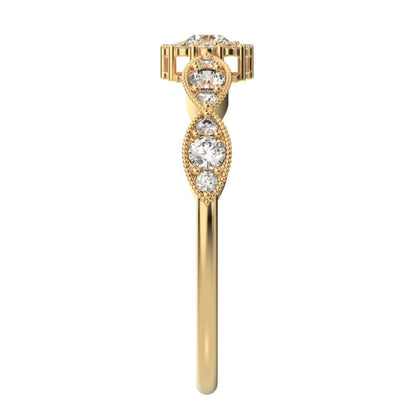 0.45 ct Round Cut Simulated Clear Diamond dainty Minimalist halo eye thing light 14K / 18K Solid Yellow Gold everyday ring