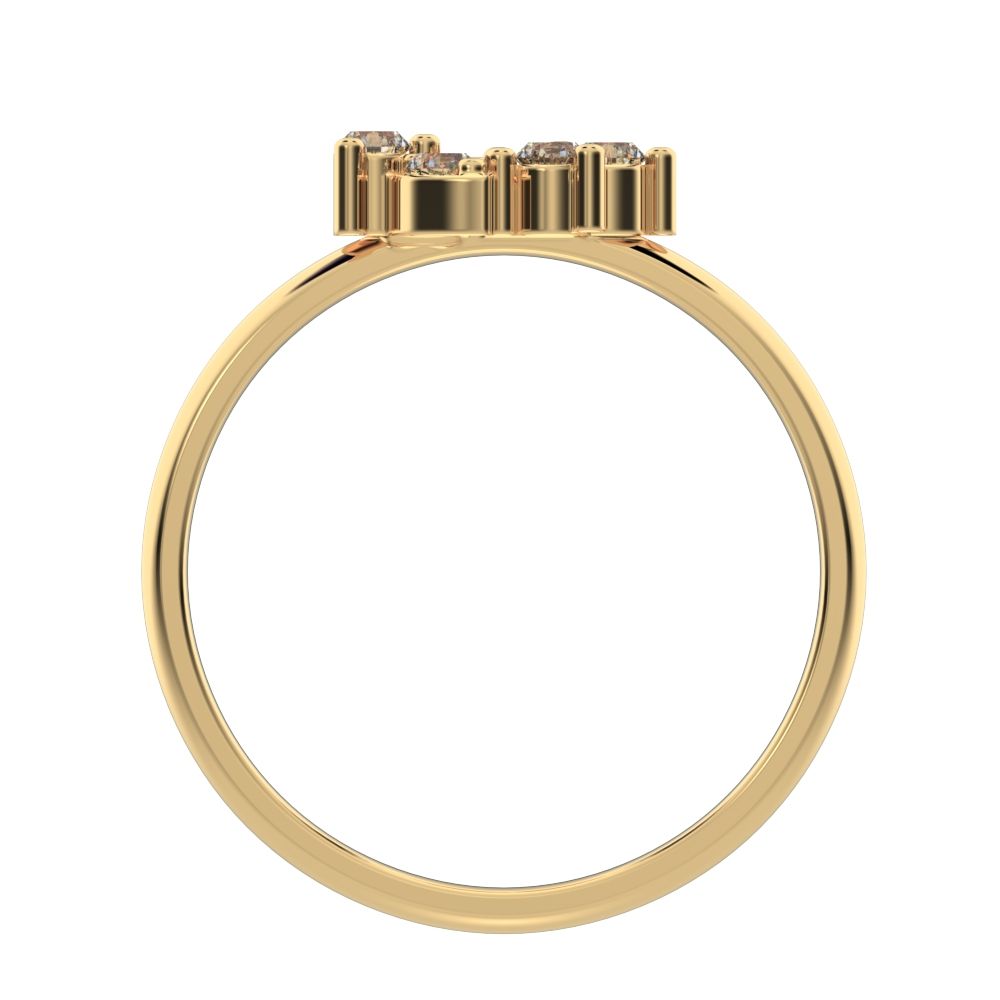 0.12 ct Round Cut Simulated Clear Diamond dainty Minimalist eye cluster floral Abstract light 14K / 18K Solid Yellow Gold everyday ring