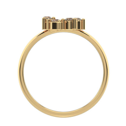 0.12 ct Round Cut Moissanite dainty Minimalist eye cluster floral Abstract light 14K / 18K Solid Yellow Gold everyday ring