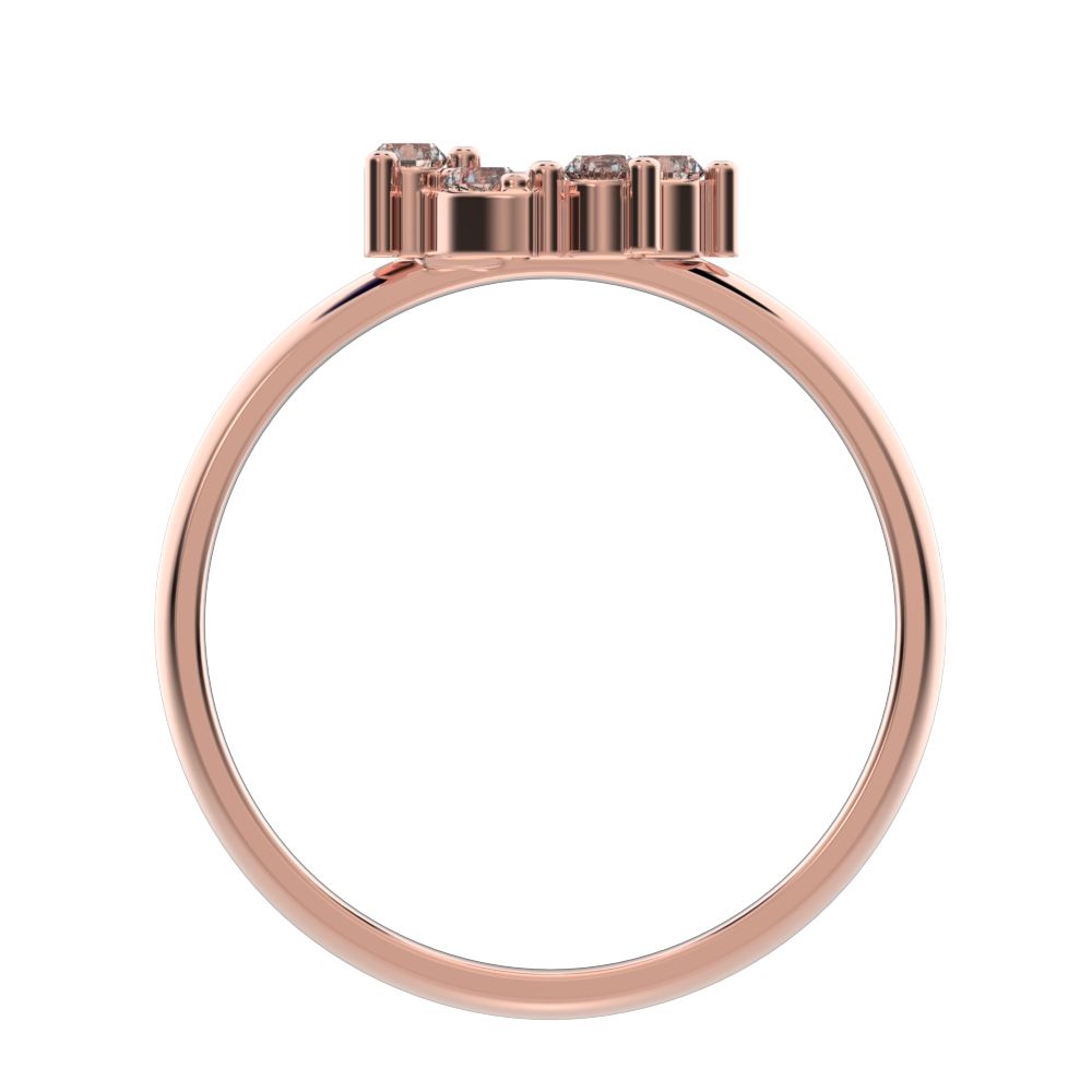0.12 ct Round Cut Moissanite dainty Minimalist eye cluster floral Abstract light 14K / 18K Solid Rose Gold everyday ring
