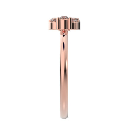0.12 ct Round Cut Simulated Clear Diamond dainty Minimalist eye cluster floral Abstract light 14K / 18K Solid Rose Gold everyday ring