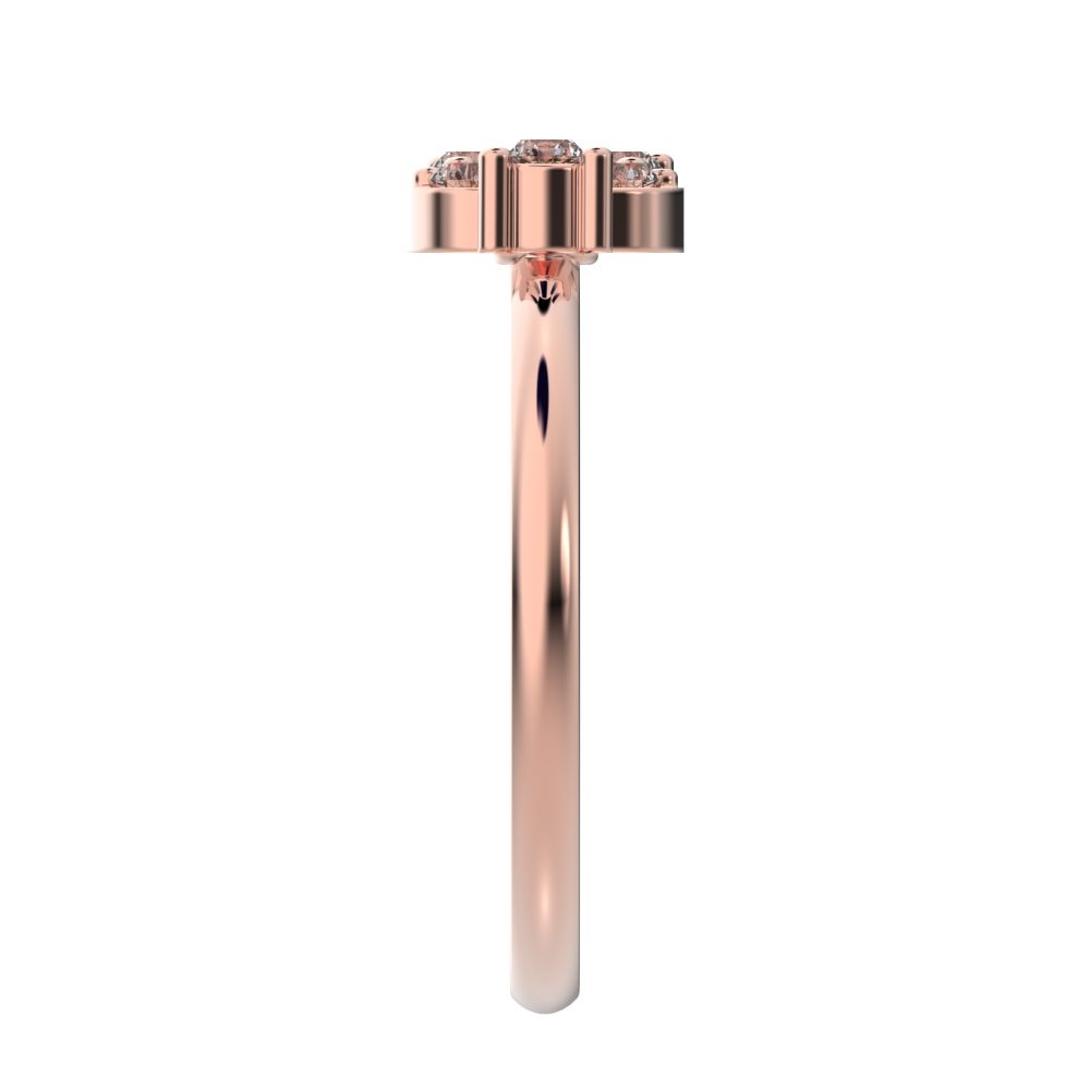 0.12 ct Round Cut Moissanite dainty Minimalist eye cluster floral Abstract light 14K / 18K Solid Rose Gold everyday ring
