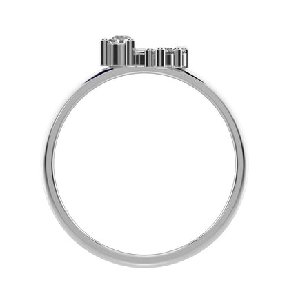 0.12 ct Round Cut Simulated Clear Diamond dainty Minimalist eye cluster floral Abstract light 14K / 18K Solid White Gold everyday ring