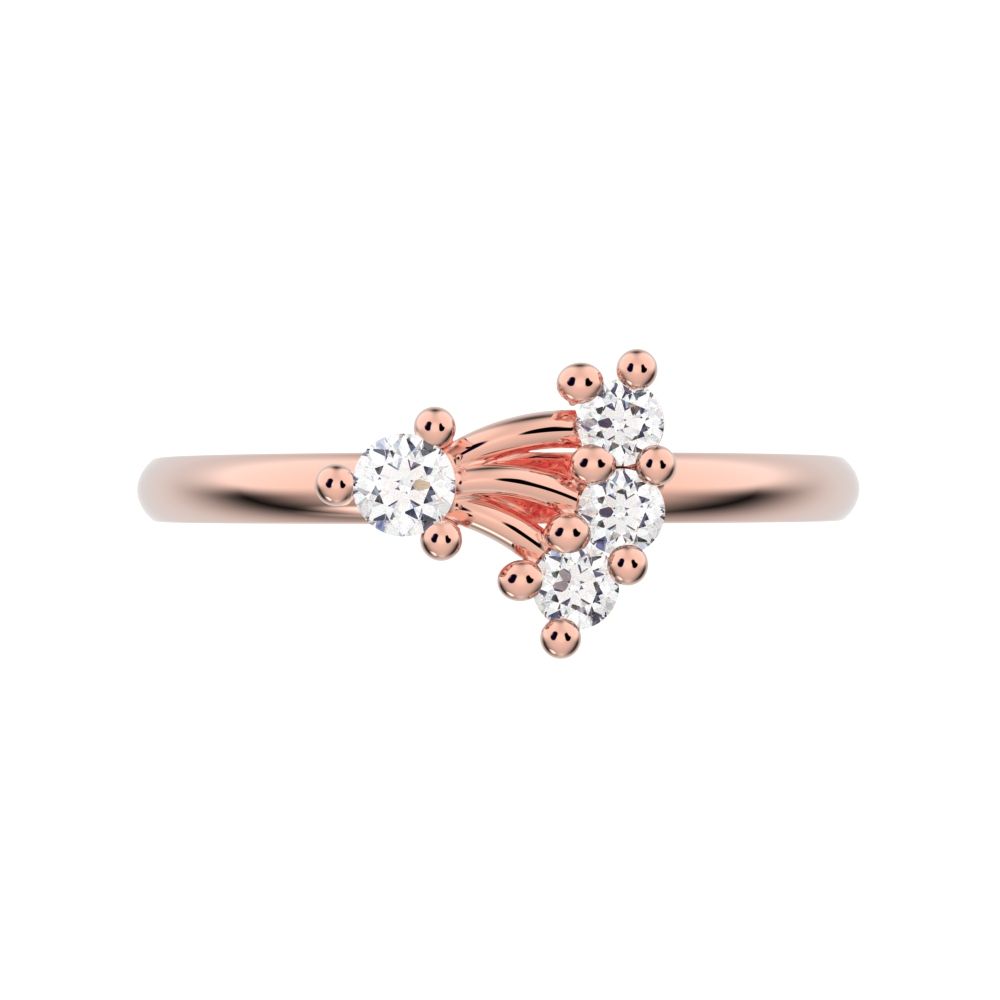 0.12 ct Round Cut Simulated Clear Diamond dainty Minimalist eye cluster floral Abstract light 14K / 18K Solid Rose Gold everyday ring