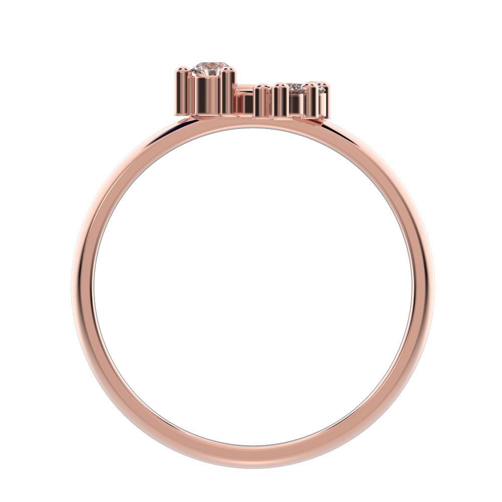 0.12 ct Round Cut Moissanite dainty Minimalist eye cluster floral Abstract light 14K / 18K Solid Rose Gold everyday ring